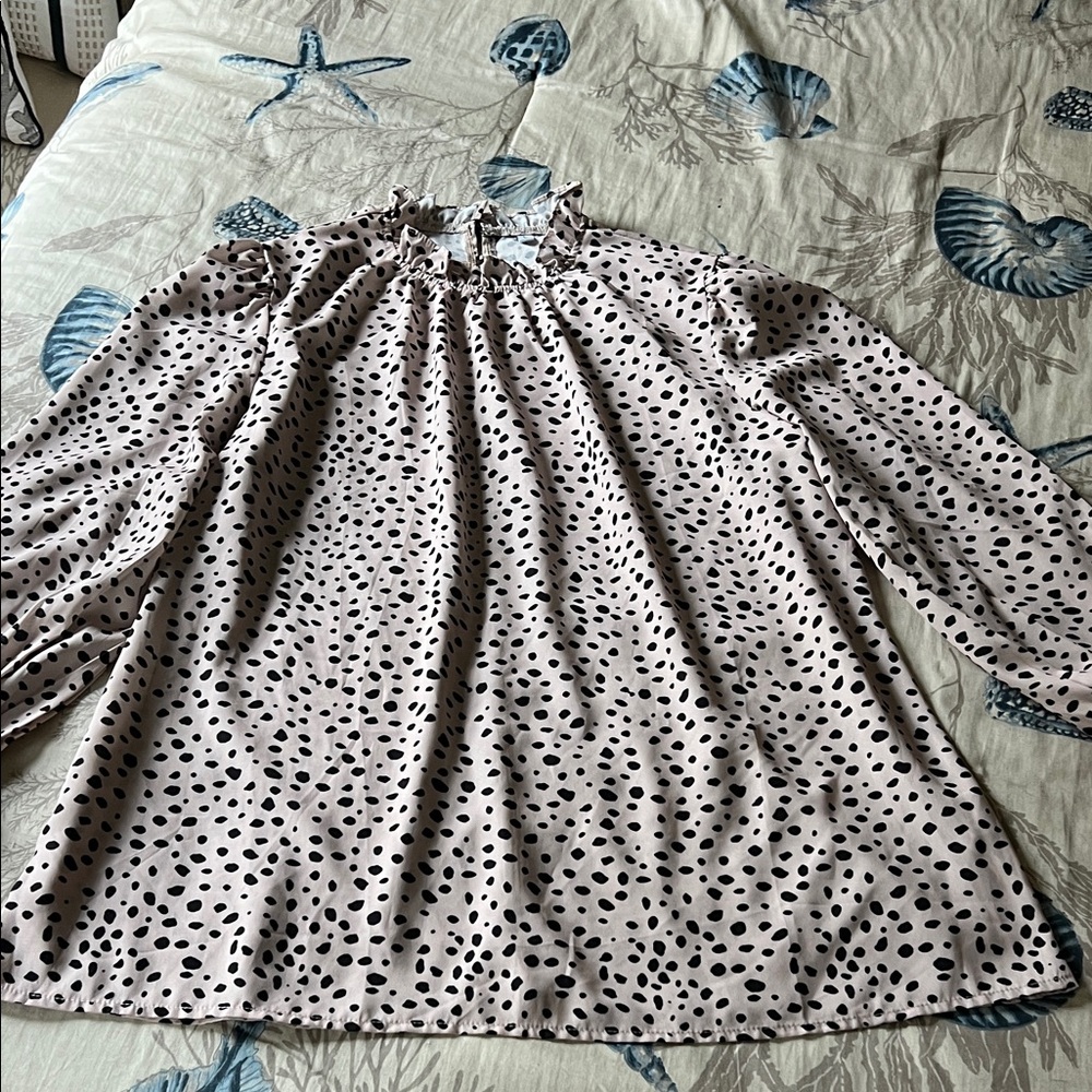 Elegant Black and White Polka Dot Blouse